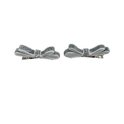 Set of 2 Shiny Ribbon Hair Clips – Silver